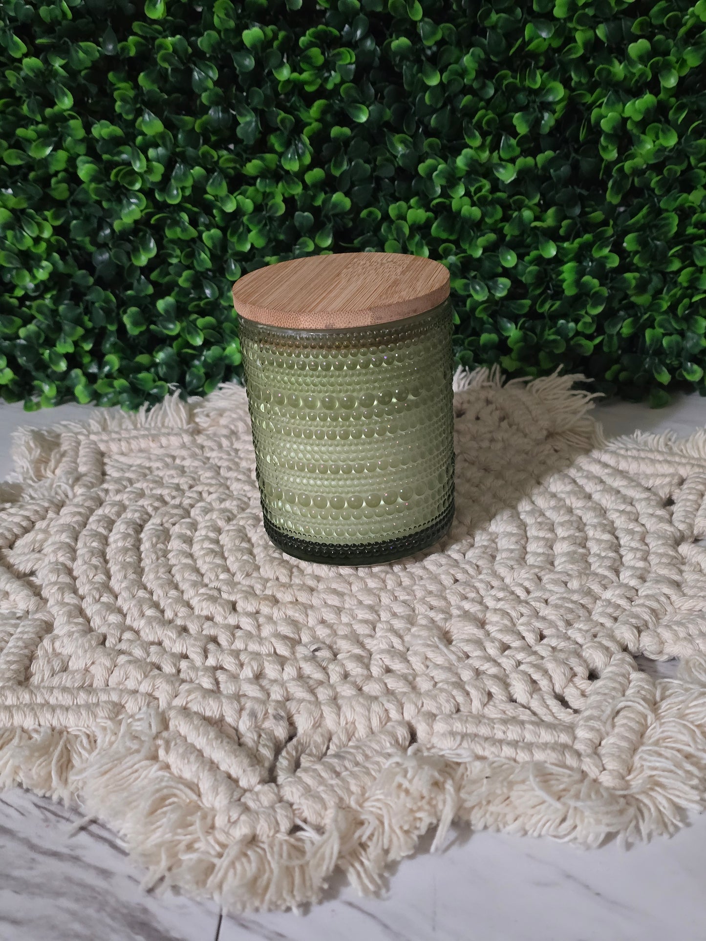 Green Bubble Jar with Lid