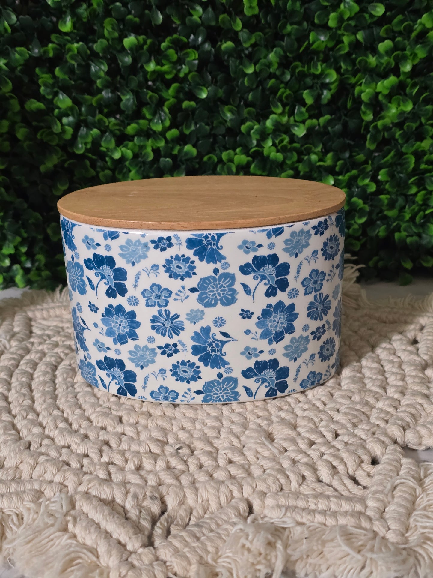 Blue and White Oval Jar LARGE